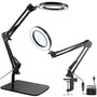 Soobuygoo Lupenlampe 15-fach, 2-in-1 LED-Tischlampe mit Echtglaslinse, Schwenkarm und Tischklemme