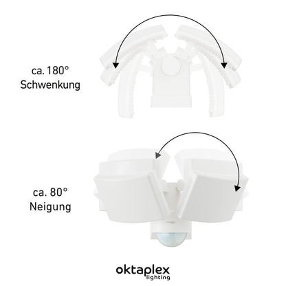 Oktaplex Cali Dos LED Aussenstrahler – Bewegungsmelder 40W weiss