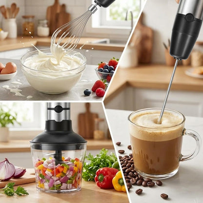 kowdom Stabmixer Set 1200 W mit Zerkleinerer und Milchaufschäumer