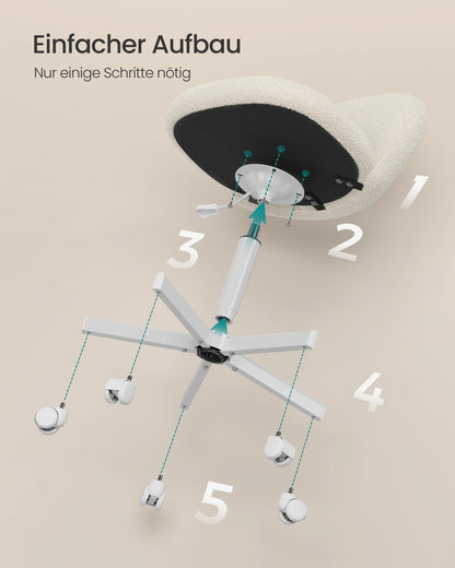 SONGMICS Bürostuhl OBG027WD01, Fleece, höhenverstellbar, cremeweiss