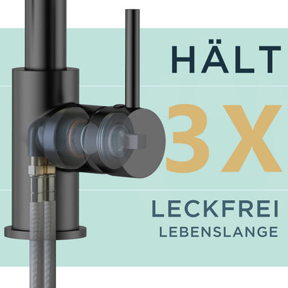 FORIOUS Küchenarmatur mit herunterziehbarer Brause, 360° schwenkbar