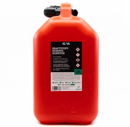 KOVA Benzinkanister 10 Liter mit Ausgiesser 4er-Set rot