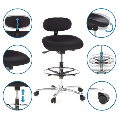 hjh OFFICE 608300 Work MF Arbeitsstuhl Stehhilfe Schwarz