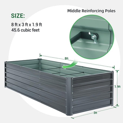 Ohuhu Hochbeet Metall Pflanzenbeet 240x90x60 cm - Anthrazit