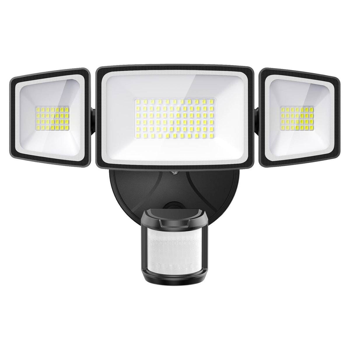 Onforu LED Strahler mit Bewegungsmelder Aussen 55W, 3 Köpfe, IP65 aus Aluminiumdruckguss mit Hartglas