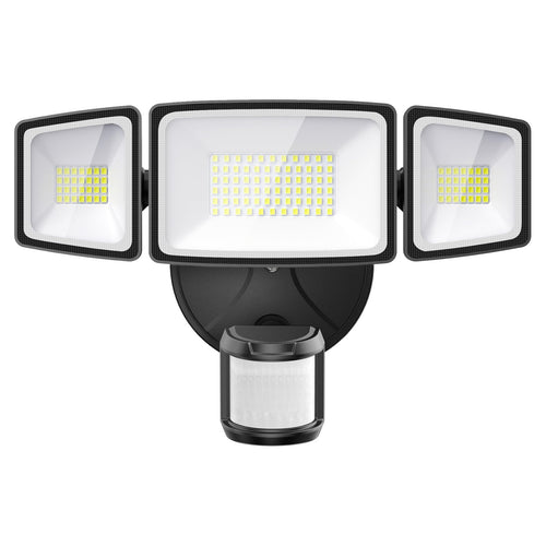Onforu LED Strahler mit Bewegungsmelder Aussen 55W, 3 Köpfe, IP65 aus Aluminiumdruckguss mit Hartglas