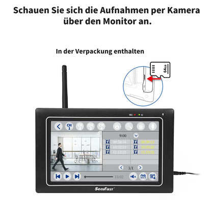 SecuFirst 2K Überwachungskamera Aussen Set – 7 Zoll Monitor, Ohne WLAN