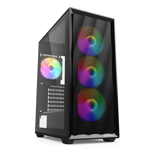 Sharkoon VK4 Rainbow Schwarz ATX PC-Gehäuse mit 4x 120-mm-Lüftern