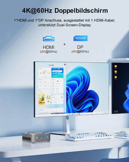 Ninkear Mini PC W-11 – Micro PC N150, 16GB RAM, 512GB SSD