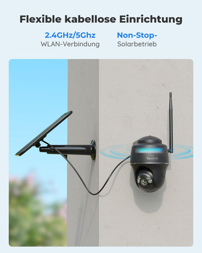 Reolink Argus PT 5MP Solar Überwachungskamera mit Solarpanel, schwarz