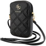 Guess Zip Quilted 4G Handytasche Schwarz mit Reissverschluss, gesteppt