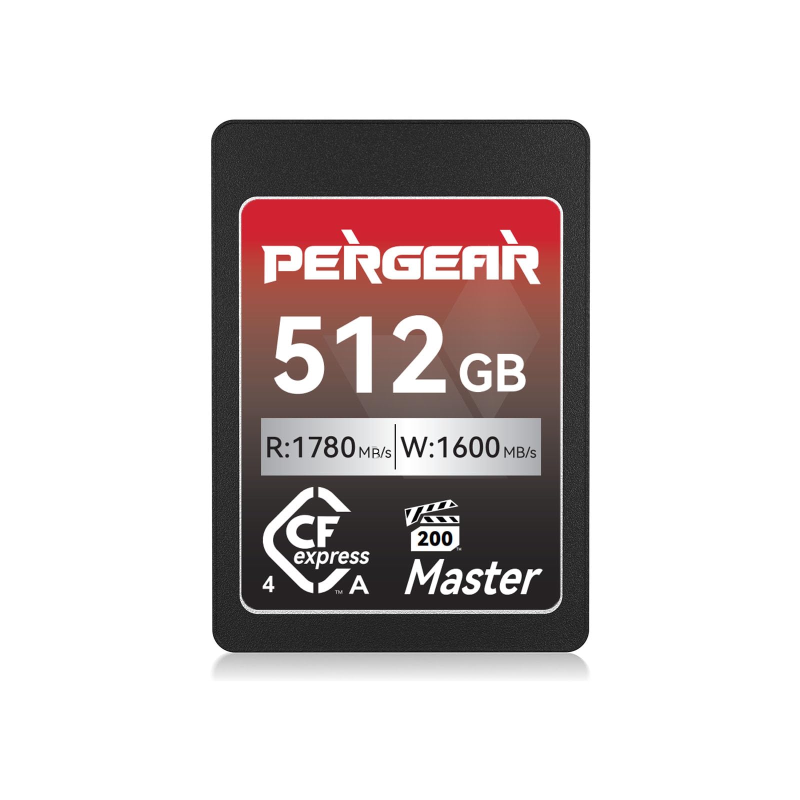 Pergear CFexpress 4.0 Typ A Master Series Speicherkarte - 512GB. Schwarze Karte. Dient als Datenspeicher für professionelle 4K/8K-Kameras.