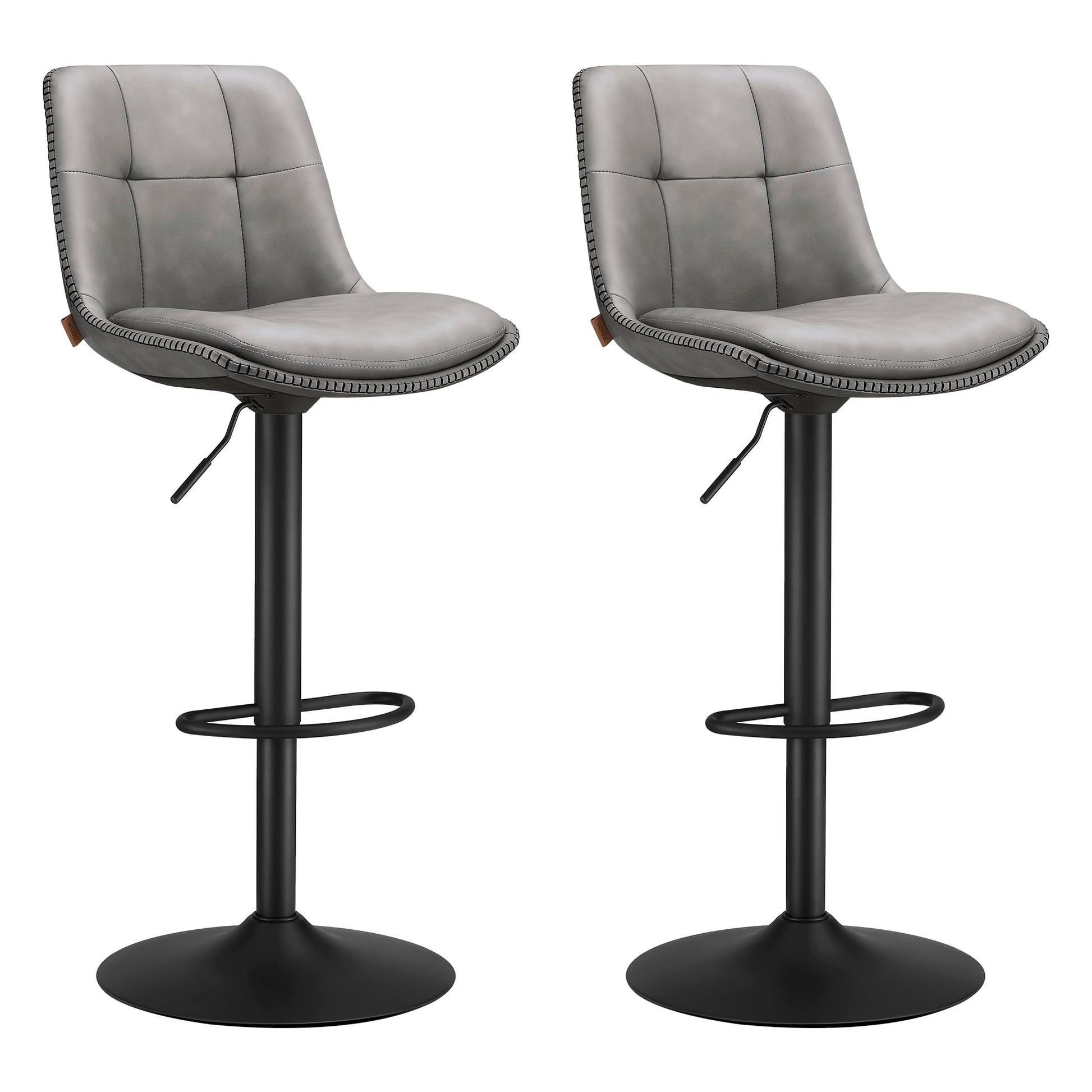 VASAGLE Barhocker 2er Set höhenverstellbar drehbar taubengrau LJB095G01: Zwei taubengraue Drehhocker für flexible Sitzgelegenheiten an Theken.