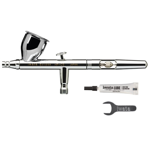 Iwata-Medea Eclipse HP CS Airbrush-Pistole - Dual Action Fließbecher: Silberne Airbrush. Atomisiert Farbe für präzise Feinmalerei, z.B. Modellbau.