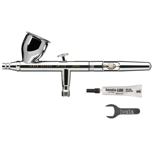 Iwata-Medea Eclipse HP CS Airbrush-Pistole - Dual Action Fließbecher: Silberne Airbrush. Atomisiert Farbe für präzise Feinmalerei, z.B. Modellbau.