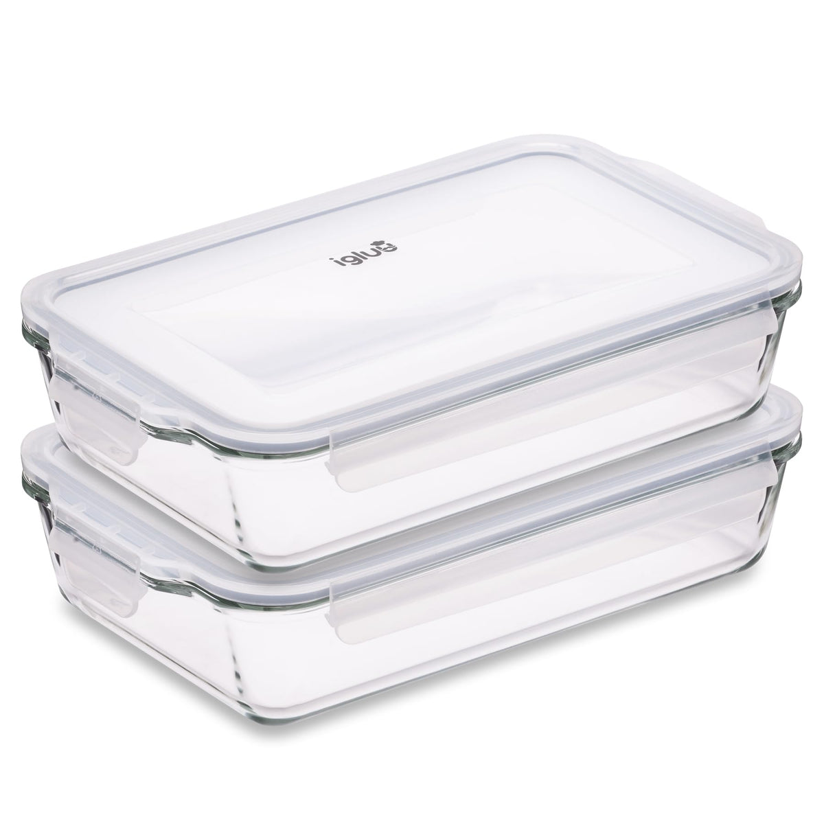 Igluu Meal Prep Auflaufform aus Borosilikatglas mit Deckel, 2,2 Liter – rechteckige Form