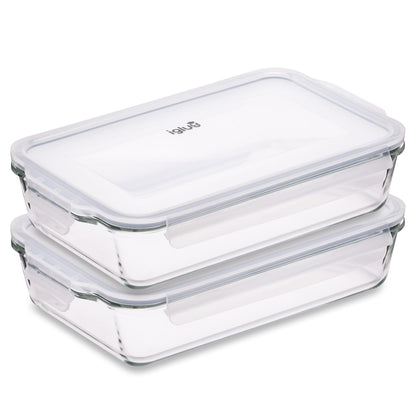Igluu Meal Prep Auflaufform aus Borosilikatglas mit Deckel, 2,2 Liter – rechteckige Form