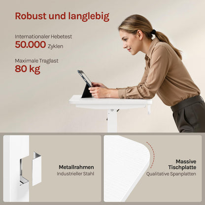 WOLTU Schreibtisch höhenverstellbar elektrisch, 100 x 48 cm, weiss