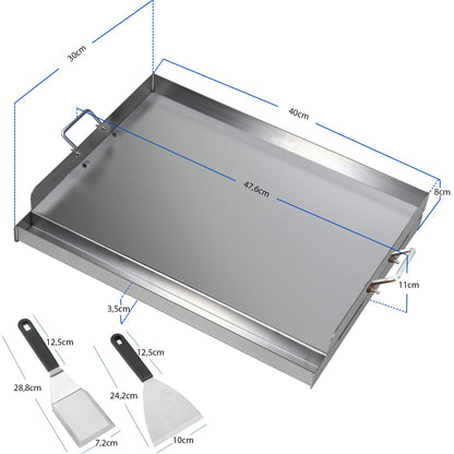 FINEUNAN Edelstahl Grillplatte BBQ Plancha - 40x30x8 cm