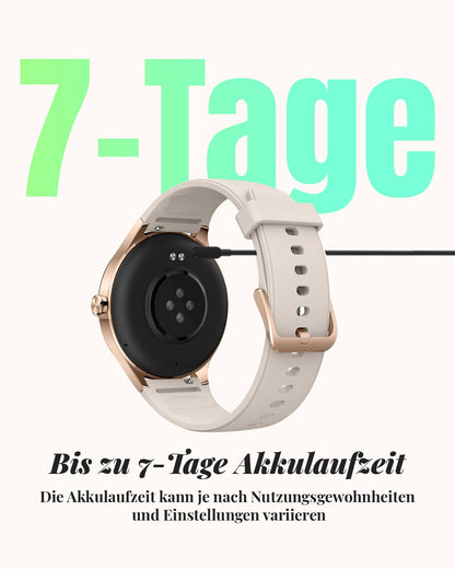 TOOBUR Smartwatch Damen DR06, 40 mm, Telefonfunktion, IP68, Beige