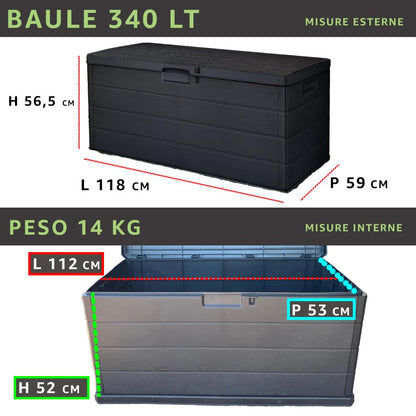 Maury's Gartenbox Kunstharz 340L - Anthrazit Holzoptik