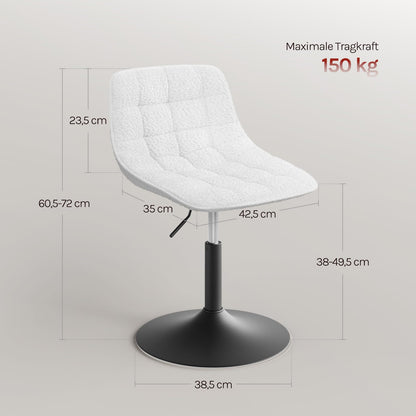 WOLTU Schminktisch Hocker mit Rückenlehne, höhenverstellbar, Weiss