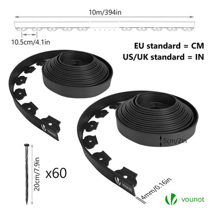 VOUNOT Flexible Rasenkante Kunststoff 20m x 5cm Schwarz