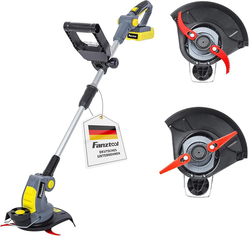 FANZTOOL Akku Rasentrimmer 20V AK0012G mit 2Ah Akku und Ladegerät und zwei Messeraufsätzen