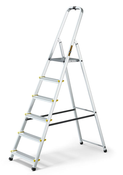 DRABEST PRO Serie Alu Stehleiter – 6 Stufen, klappbar
