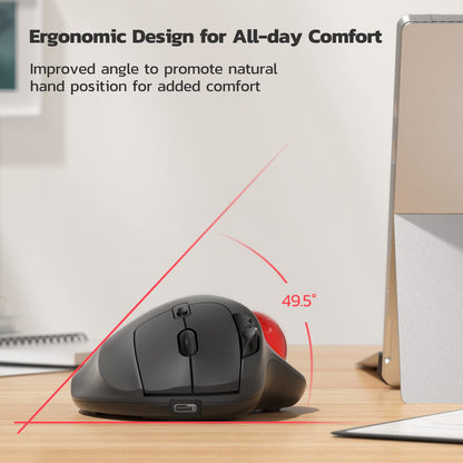 Nulea M501 Kabellose Trackball-Maus, ergonomisch, Bluetooth & 2,4 GHz