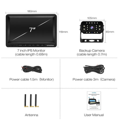 URVOLAX Rückfahrkamera System Kabellos - 7 Zoll FHD, KI