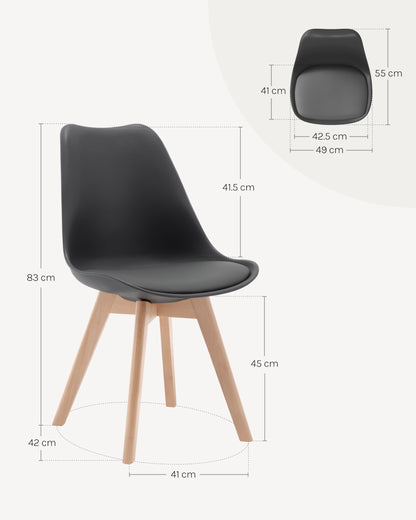 WOLTU Esszimmerstühle 4er Set – Kunstleder Skandi Grau