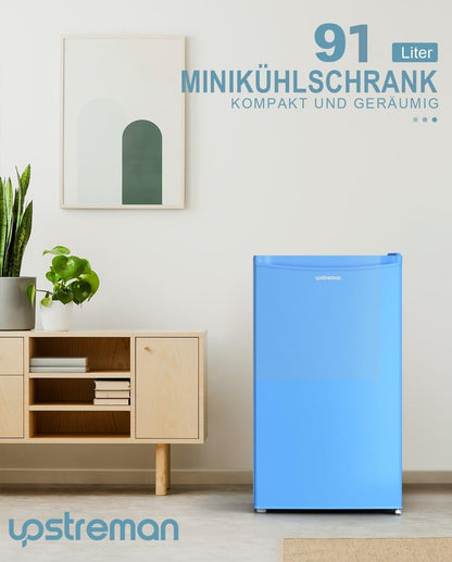 Upstreman 91L Mini-Kühlschrank mit Gefrierfach – Blau BR321