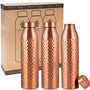 NORMAN JR Kupfer-Wasserflasche 1L – 3er Geschenkset Gehämmert: Drei gehämmert-kupferne 1L-Flaschen zur Hydration.