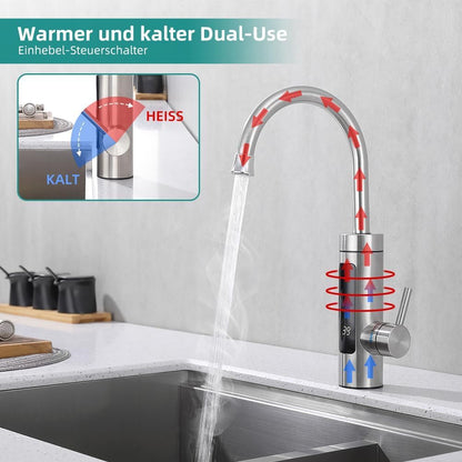 HOMELODY Elektrischer Wasserhahn mit Durchlauferhitzer 230V Edelstahl