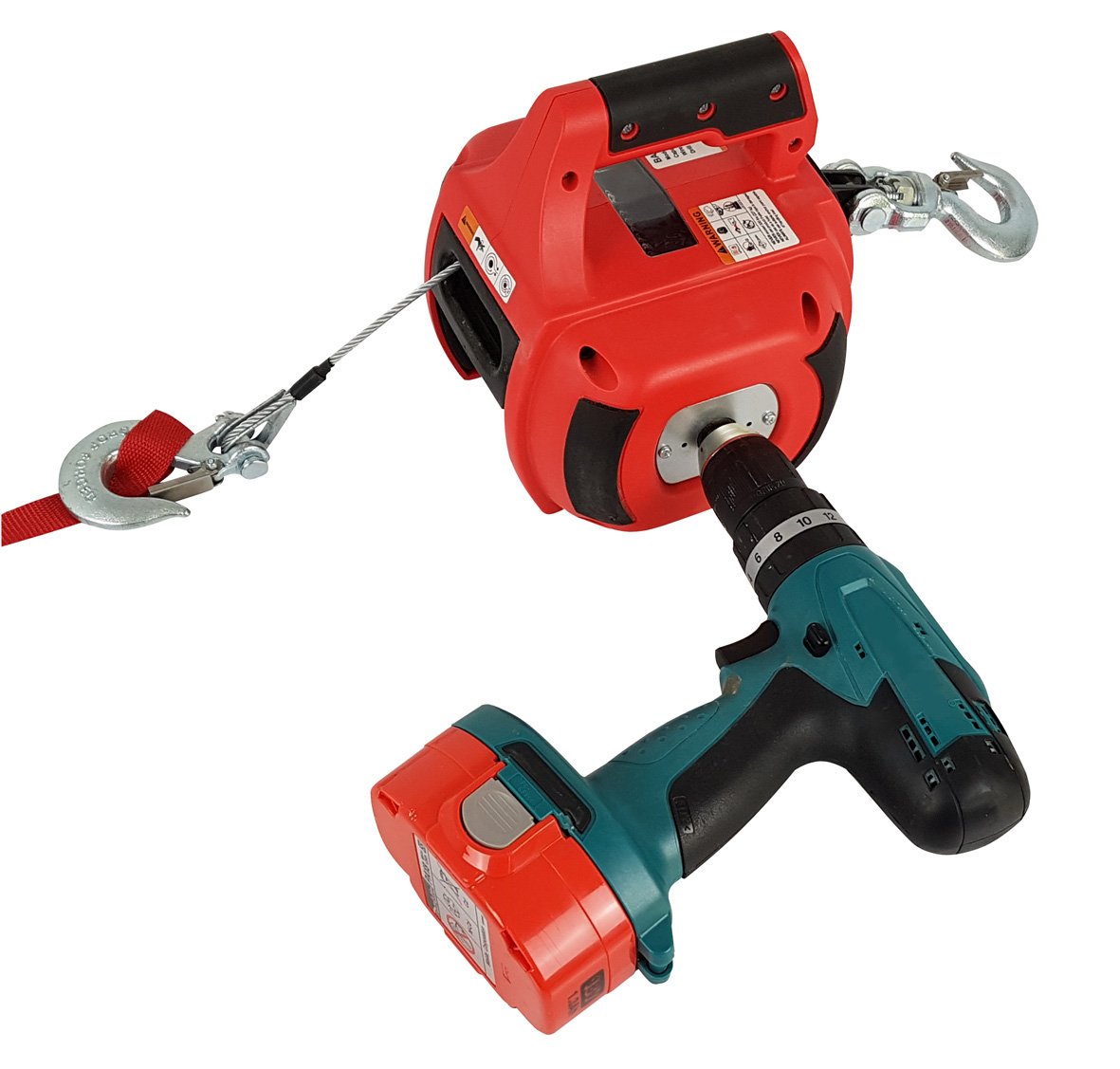 Berger & Schröter Seilwinde 31717 - Akkuschrauber 225kg. Robuste, kompakte Winde für Akkuschrauberantrieb. Hebt und zieht bis 225kg, ideal zur Bergung.