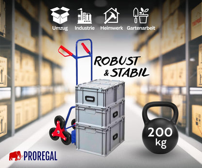 PROREGAL Odin Treppensackkarre 200kg - Blau klappbar