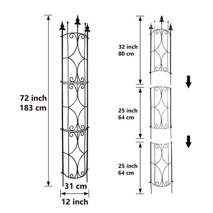 Thealyn Rankgitter Metall 2er-Set, 182 x 31 cm, schwarz
