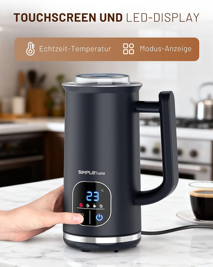 SIMPLETASTE Milchaufschäumer elektrisch 4-in-1 mit LED-Display