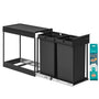SONGMICS Mülleimer Küche, ausziehbar, 2 x 15 L, Unterschrank, schwarzer ABS-Deckel, Stahlrahmen