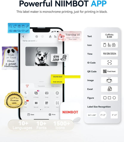 NIIMBOT B1 Bluetooth Etikettendrucker Set mit 3 Etikettenrollen, blau