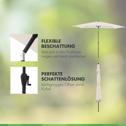 Doppler Jack Sonnenschirm 300 x 200 cm Natur, knickbar mit Kurbel