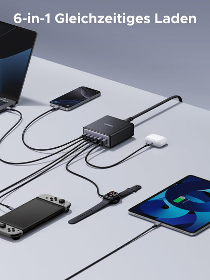 UGREEN 100W USB-C Ladestation 6-Port GaN Schnellladegerät