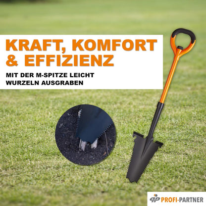 Profi-Partner Spaten mit Wurzelsäge, Karbonstahl & Fiberglas, 114 cm
