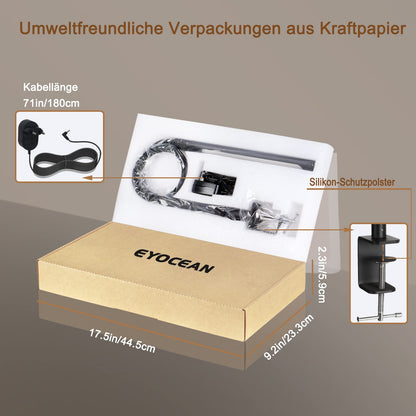 EYOCEAN LED Schreibtischlampe, dimmbare Klemmleuchte, schwarz