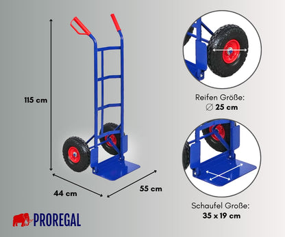 PROREGAL Sackkarre Odin 200kg Vollgummireifen klappbar – Blau