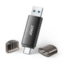 JOIOT U207 USB Stick 256 GB, USB-C und USB-A, USB 3.0 – 2-in-1-Speicherstick mit schwarzem Metallgehäuse