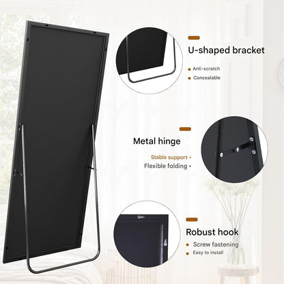 Koonmi 171x76cm Standspiegel – Aluminiumrahmen Schwarz