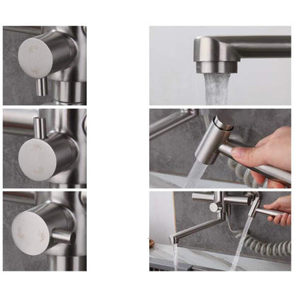 Culinaro Wandarmatur Küchenarmatur 360° Auslauf - Gebürstetes Nickel