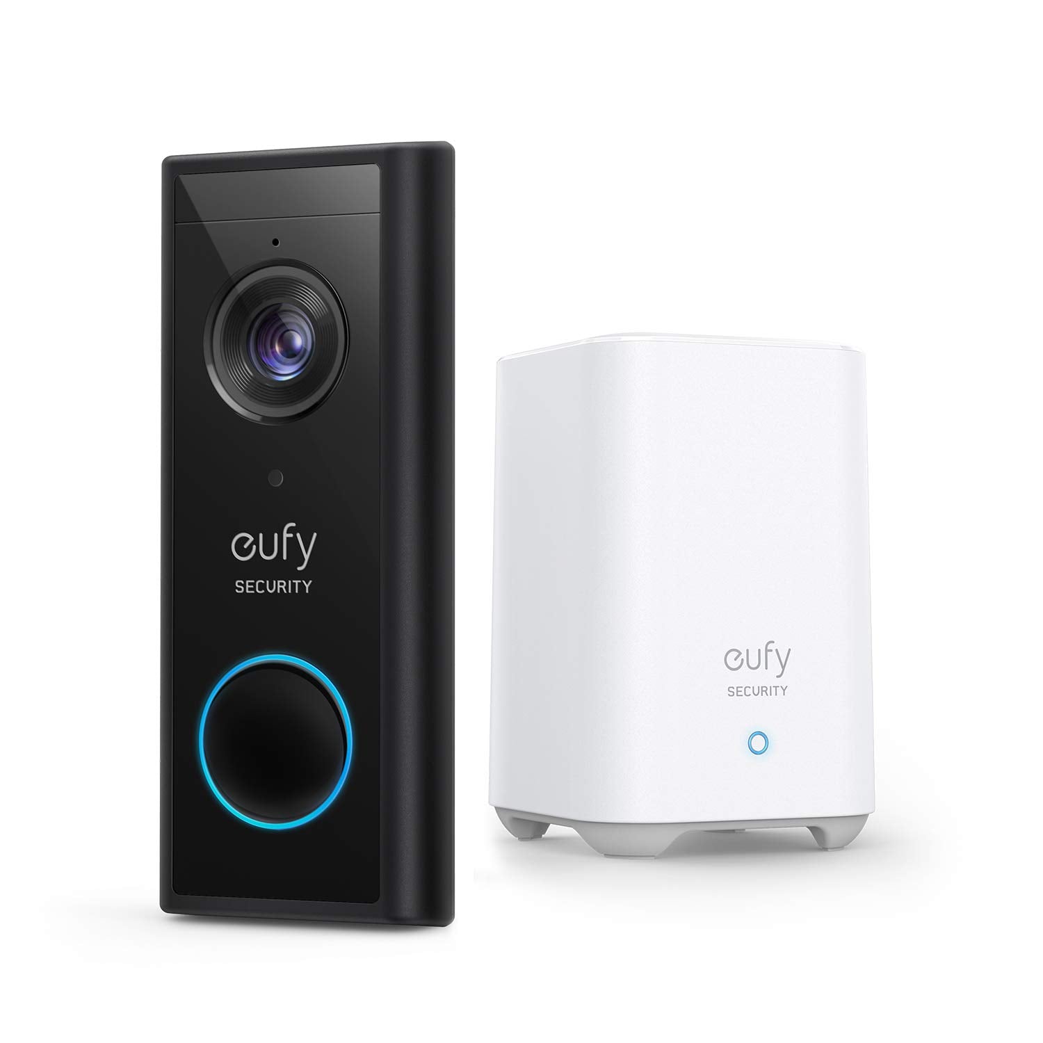 eufy Security S220 kabellose 2K Video-Türklingel – Akku. Dunkle, rechteckige Akkuklingel mit 2K-Kamera zur Besucherüberwachung.